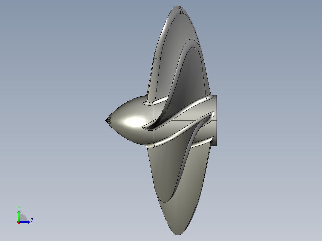 游艇螺旋桨左视图