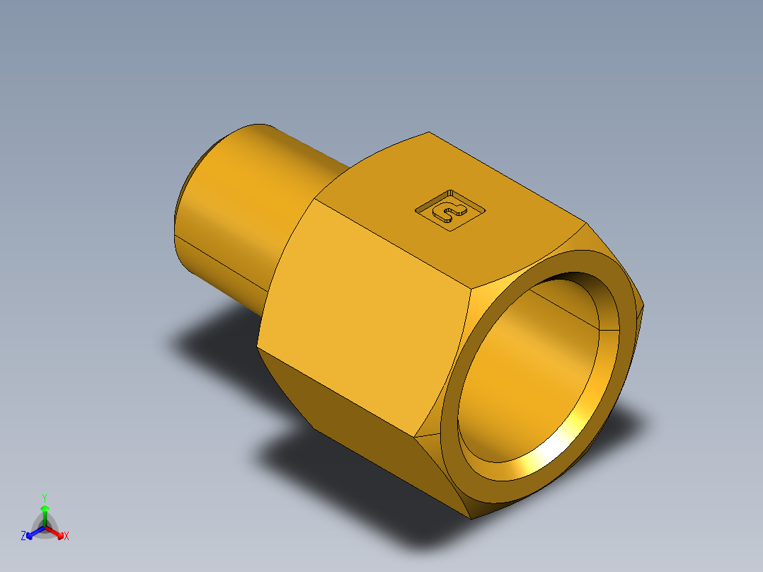 扩口式工业通用硬管接头Female Flare to Male Pipe Thread664FHD-6-4正等轴测图