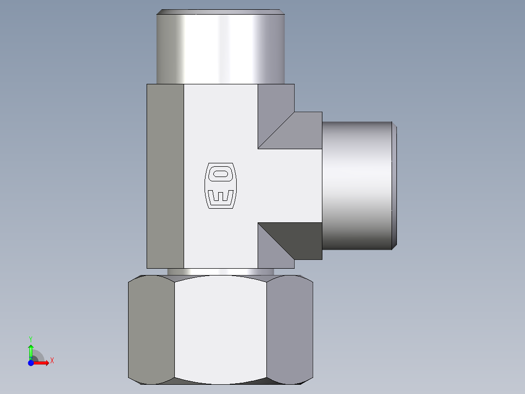 卡套式工业通用硬管接头EO_Swivel_nut_run_tee_EL16SOMDCF前视图