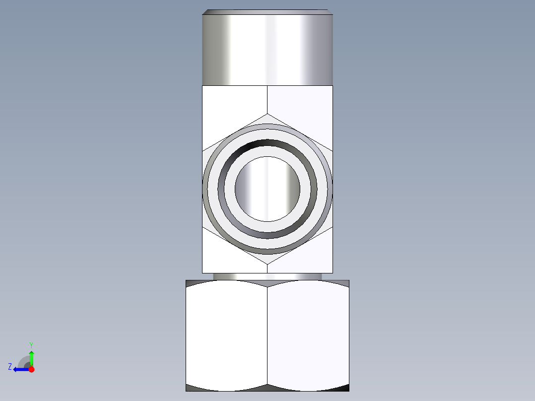 卡套式工业通用硬管接头EO_Swivel_nut_run_tee_EL16SOMDCF右视图