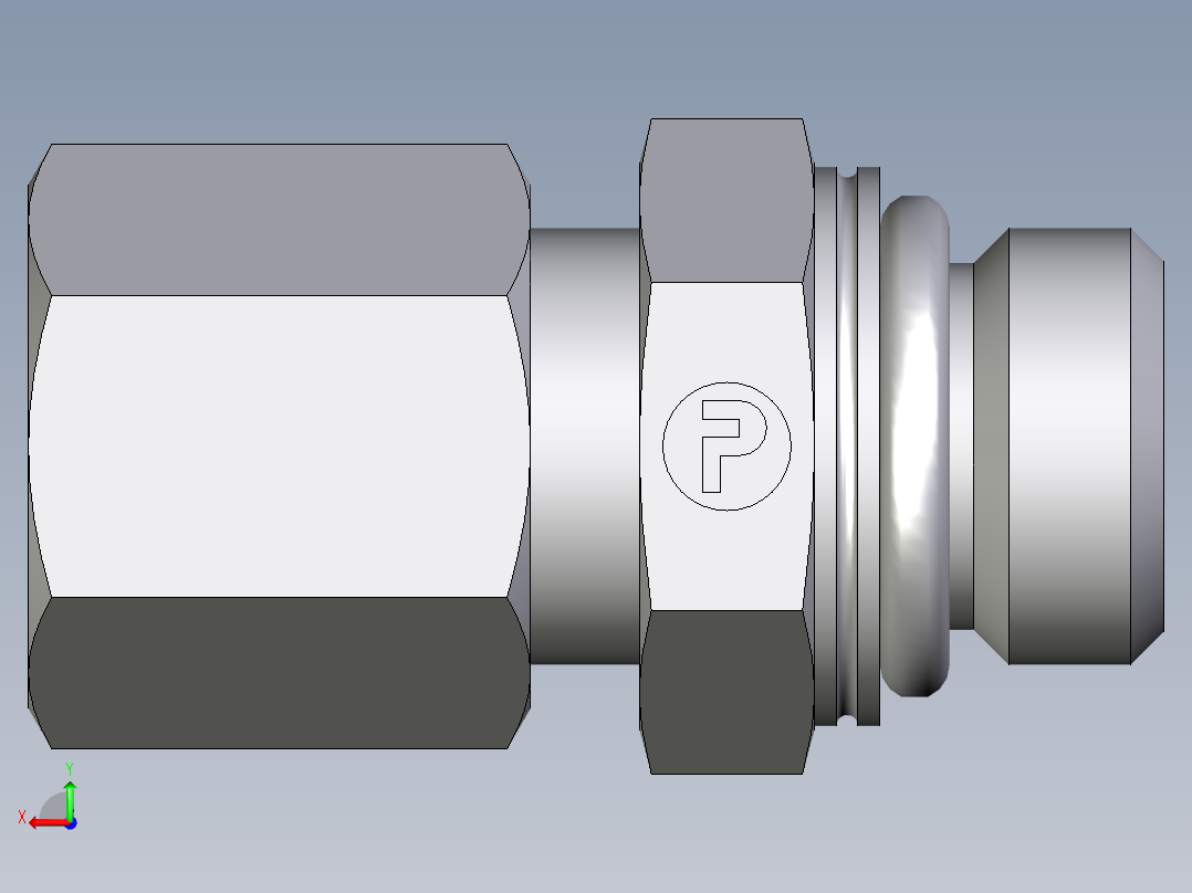 卡套式工业通用硬管接头EO_Male_Stud_connector_GEO06LLMCF后视图