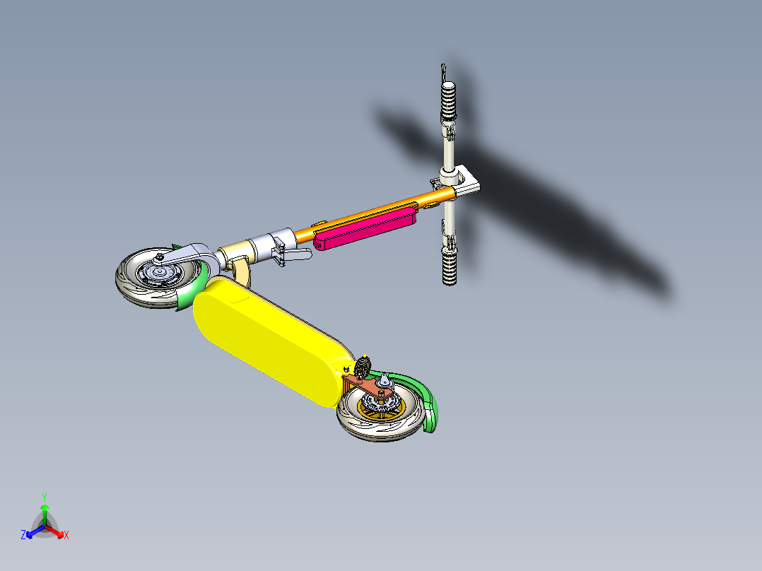 电动滑板车正等轴测图
