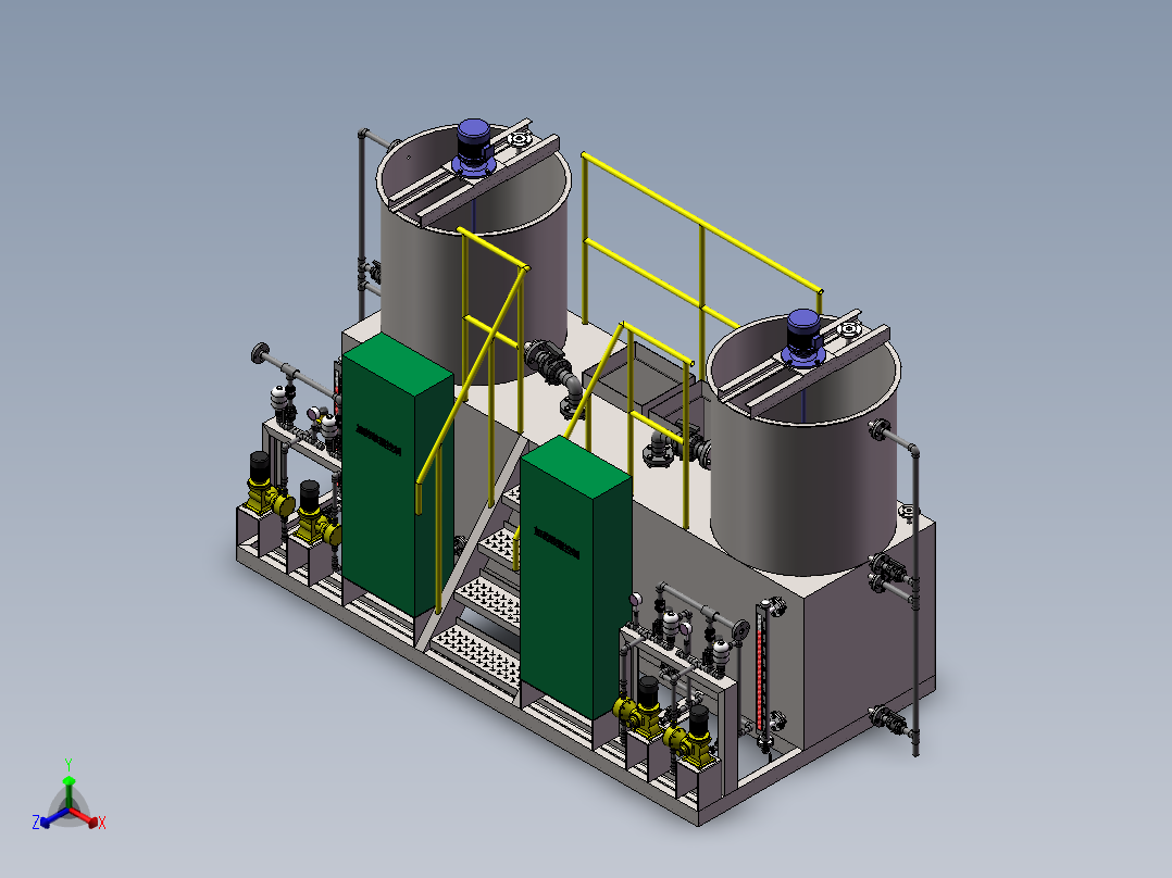 组合加药装置三维图正等轴测图