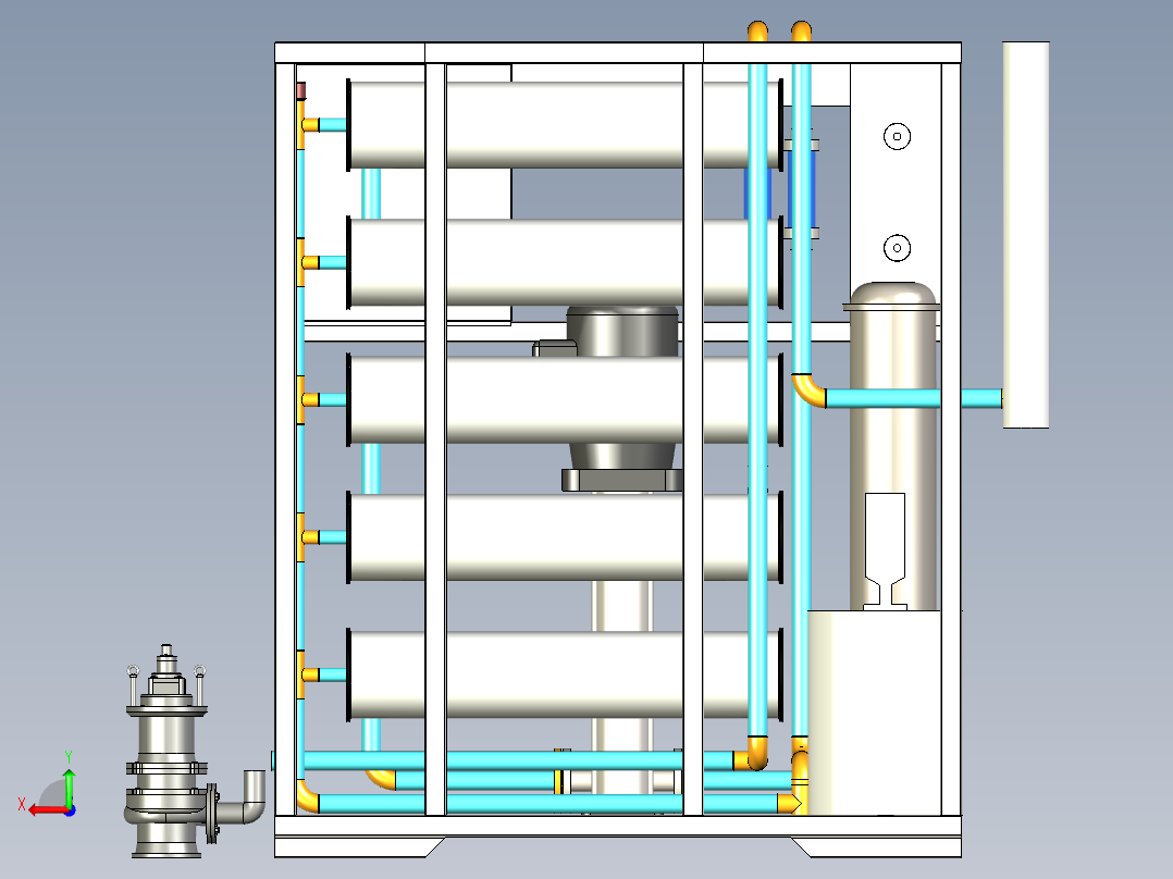 反渗透膜过滤器后视图
