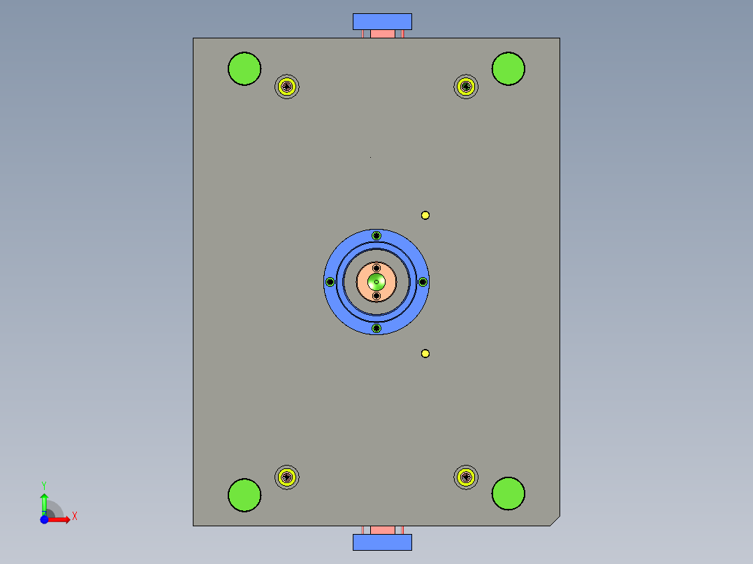 工业塑胶抽屉面板底座注塑模具设计前视图