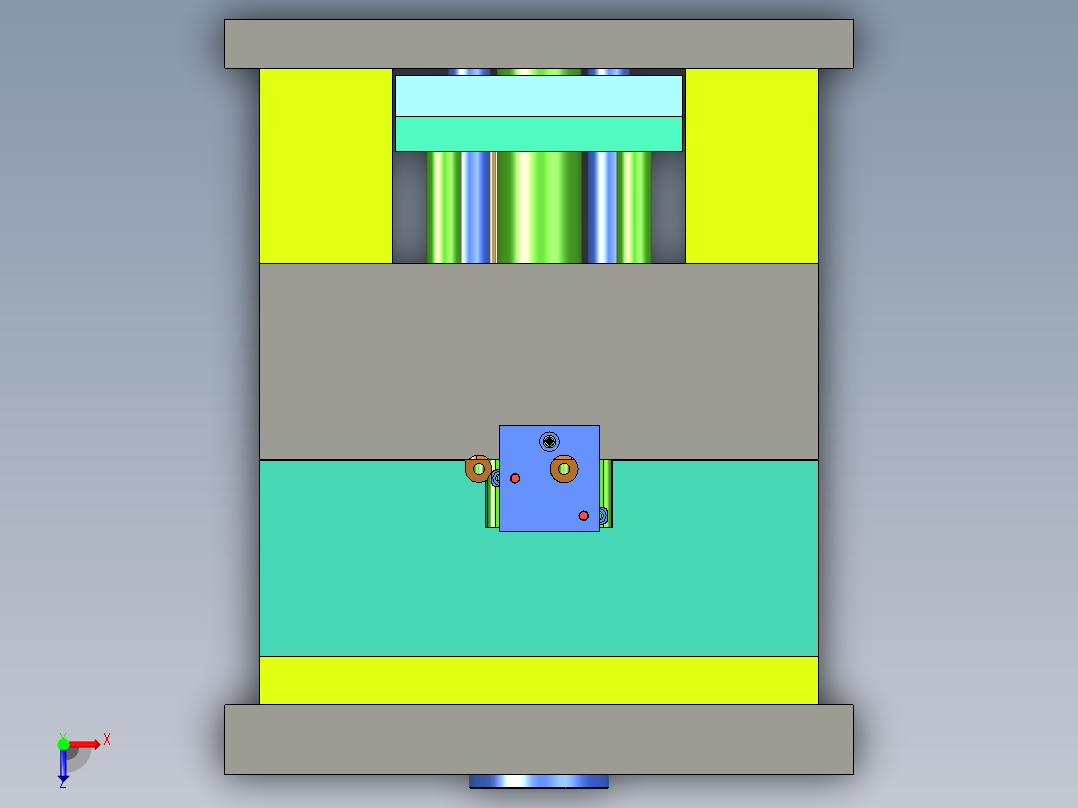 工业塑胶抽屉面板底座注塑模具设计俯视图