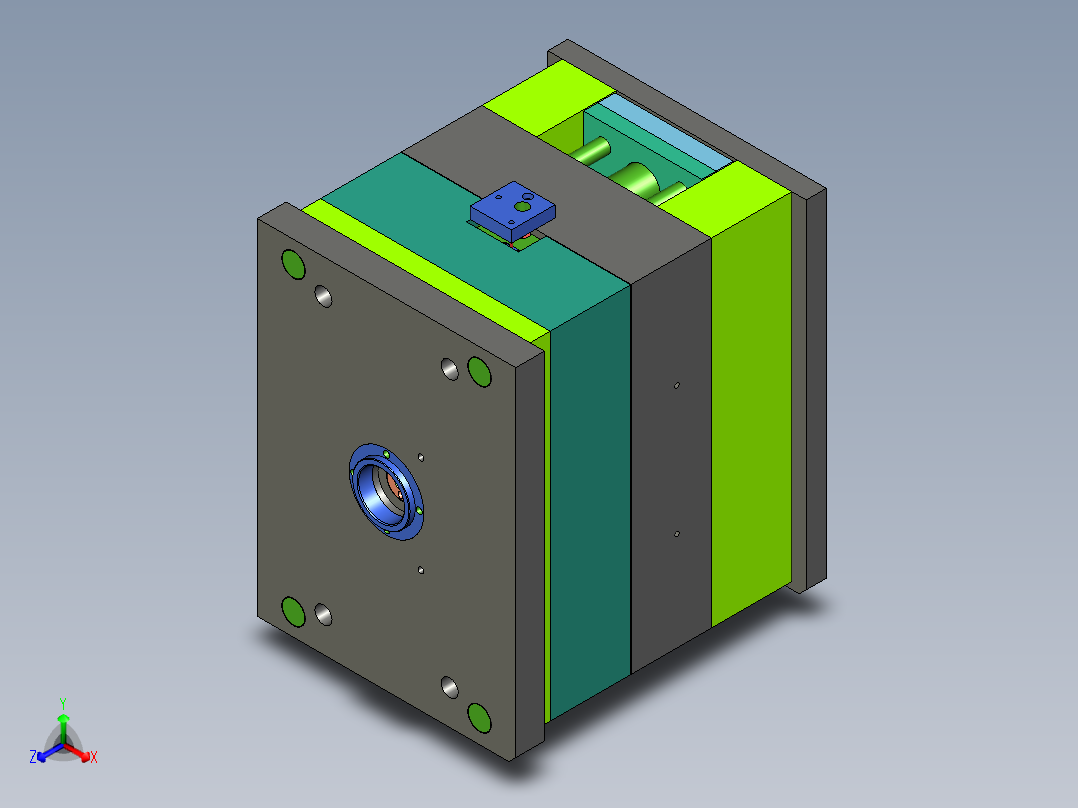 工业塑胶抽屉面板底座注塑模具设计正等轴测图