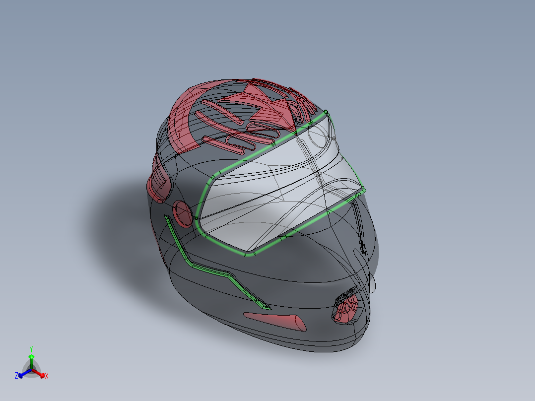 摩托车头盔正等轴测图