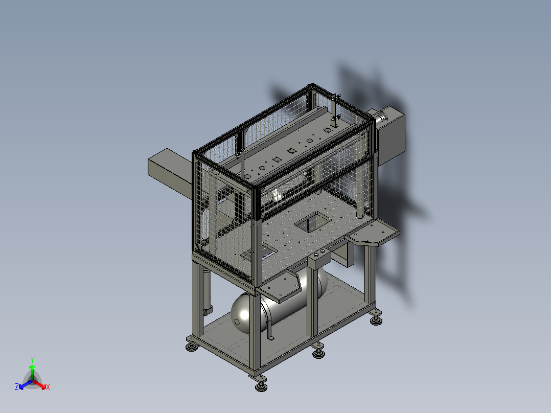 YZ263-000100000水泵壳体右曲轴箱盖压装机机架组件正等轴测图