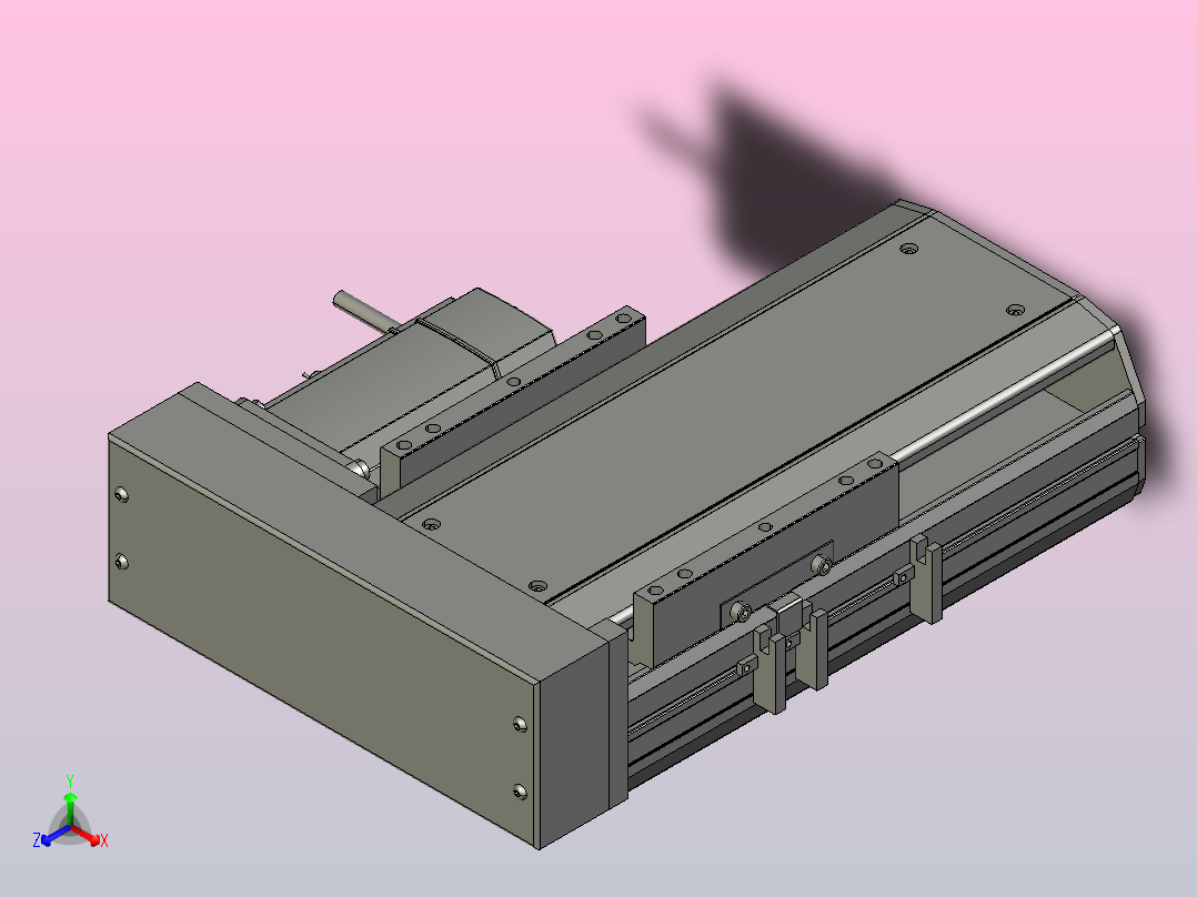 SYS17-100-BR-M75滚珠花健、支撑座、滚珠丝杠、交叉导轨、直线模组主视图