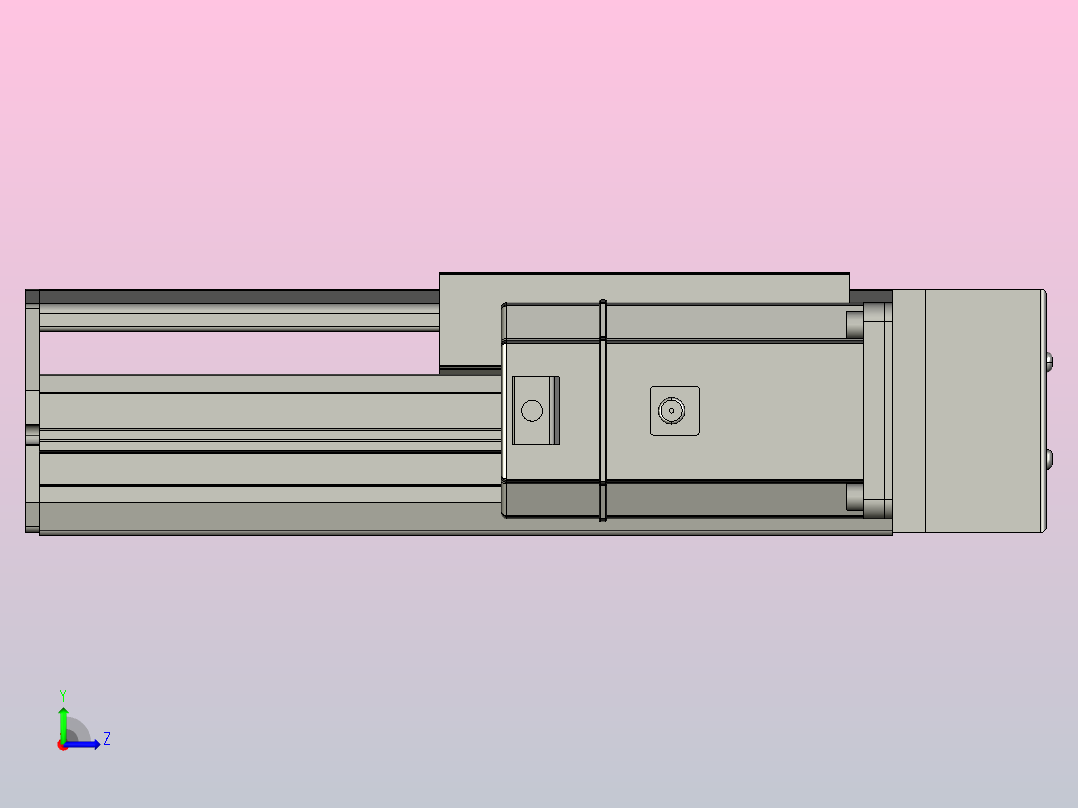 SYS17-100-BR-M75滚珠花健、支撑座、滚珠丝杠、交叉导轨、直线模组左视图