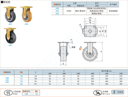 超重载脚轮-固定型@JSBK JSBE JSBG缩略图