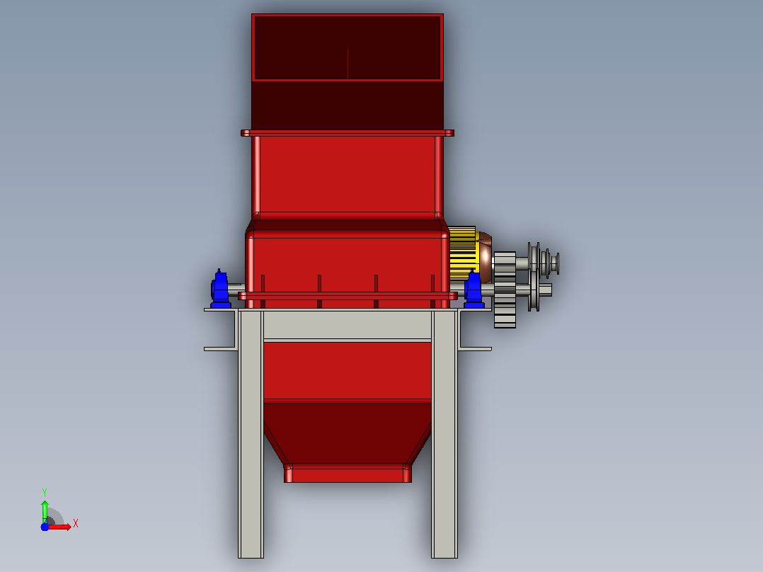 玻璃破碎机glass-crusher-assembley-1831-模型格式为 stp前视图