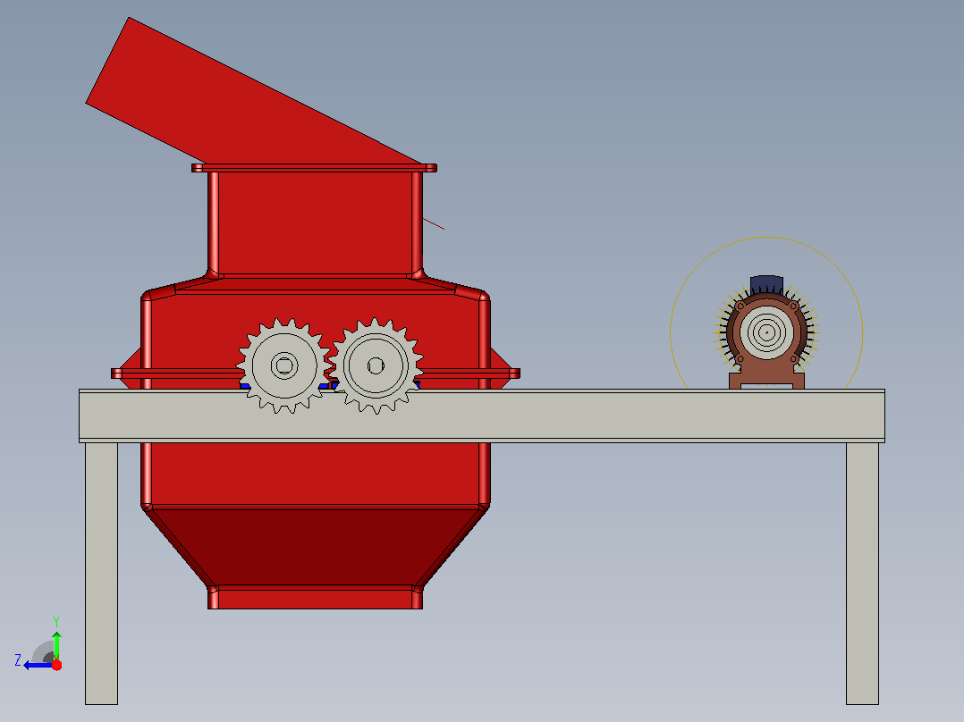 玻璃破碎机glass-crusher-assembley-1831-模型格式为 stp右视图