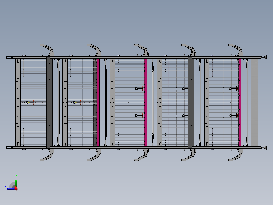 一款自动化养鸡笼具的笼体sw17可编辑右视图