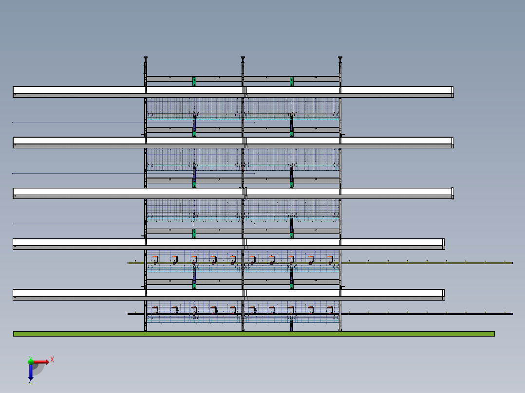 一款自动化养鸡笼具的笼体sw17可编辑俯视图