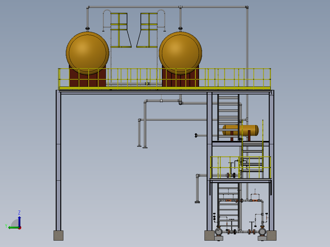 FOME储罐系统3D图纸 STEP格式左视图