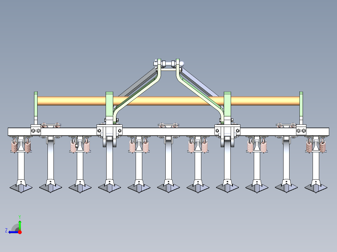11条腿的耕耘机右视图