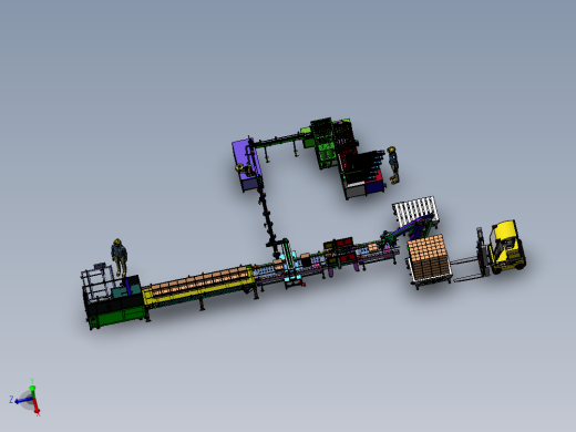全自动排瓶灌酸灌装自动封口自动贴标签自动折纸箱封纸箱自动搬运码垛流水线1