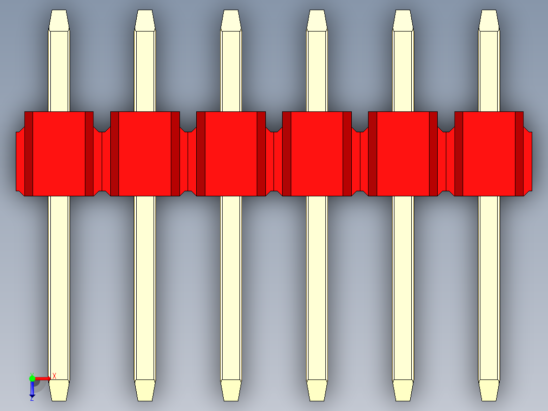 彩色公头100mil（2.54mm）系列-DS1021_red_3x06p_100mil_Type1_rev1.0俯视图