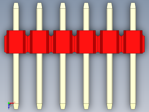 彩色公头100mil（2.54mm）系列-DS1021_red_3x06p_100mil_Type1_rev1.0俯视缩略图