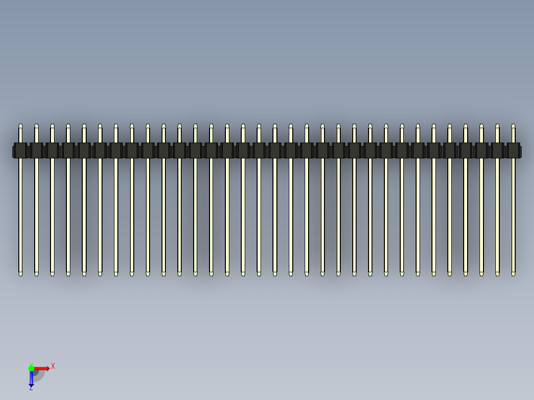 彩色公头100mil（2.54mm）系列-DS1021_black_2x32p_100mil_Type19_rev1.0俯视图