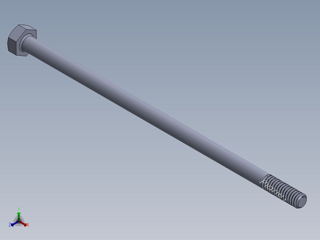 UNC 六角螺栓-Hex Bolt 0.250-20 x 6.SLDPRT正等轴测图