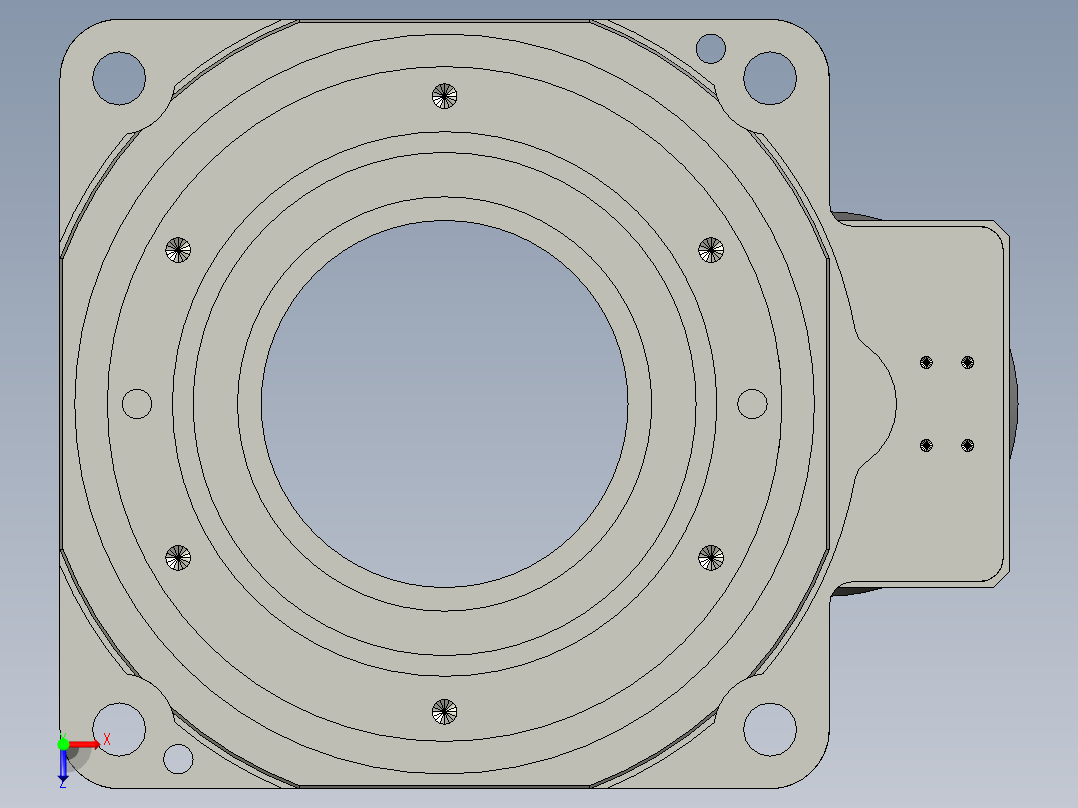 中空旋转平台KFN130-L2-30配单级直齿减速机俯视图