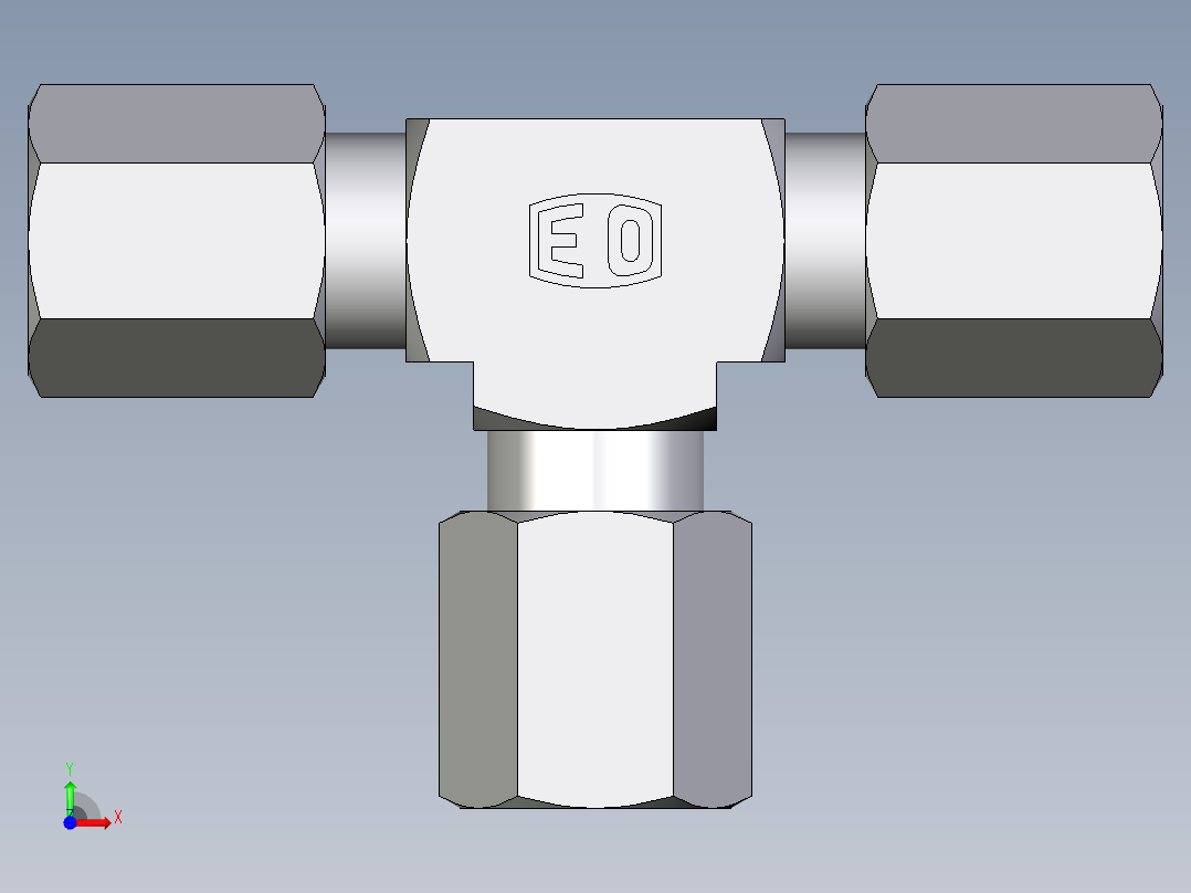 卡套式工业通用硬管接头EO_Union_tee_T04ZLLCF前视图