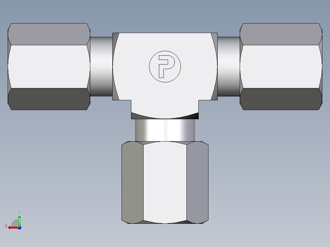 卡套式工业通用硬管接头EO_Union_tee_T04ZLLCF后视图