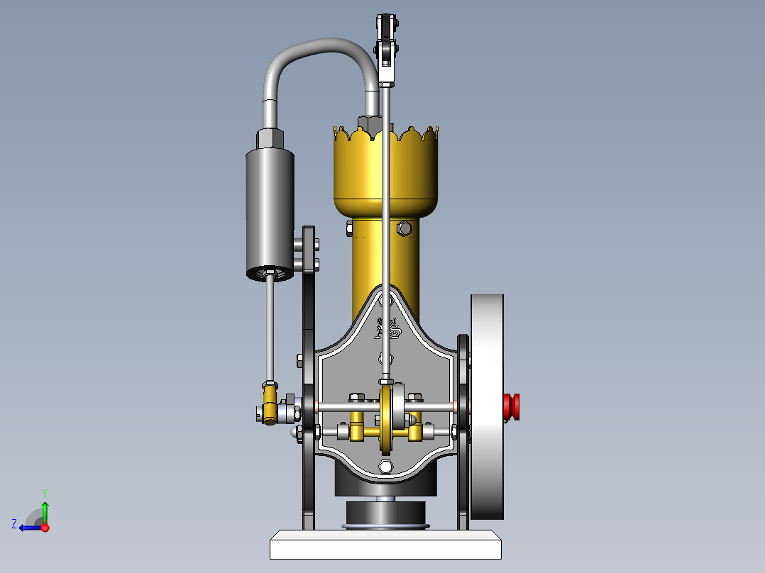 蒸汽机stirling-engine-h1-1831-模型格式为 sw stp右视图