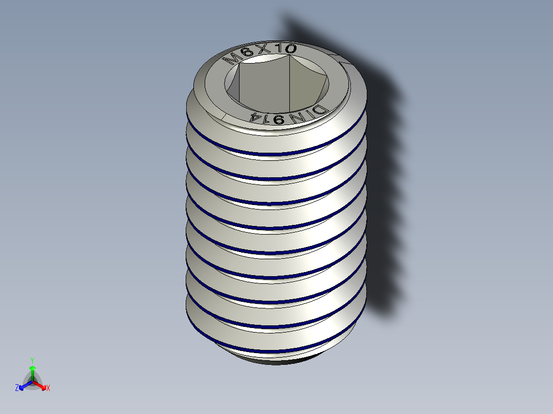 无头螺丝正等轴测图