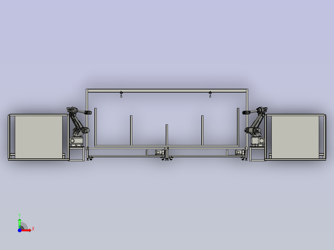 六轴机器人在大型玻璃基板自动上料中的应用前视图