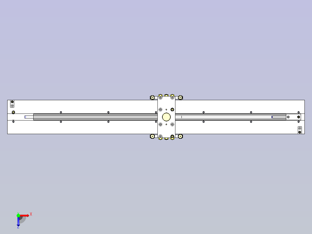 一款长尺寸滑动机构3D图纸俯视图