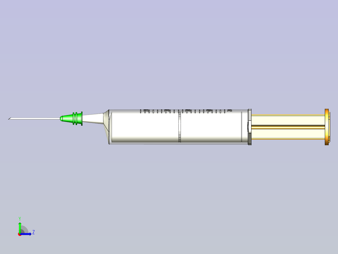 syrgine一次性打针筒注射器简易模型3D图纸模型左视图
