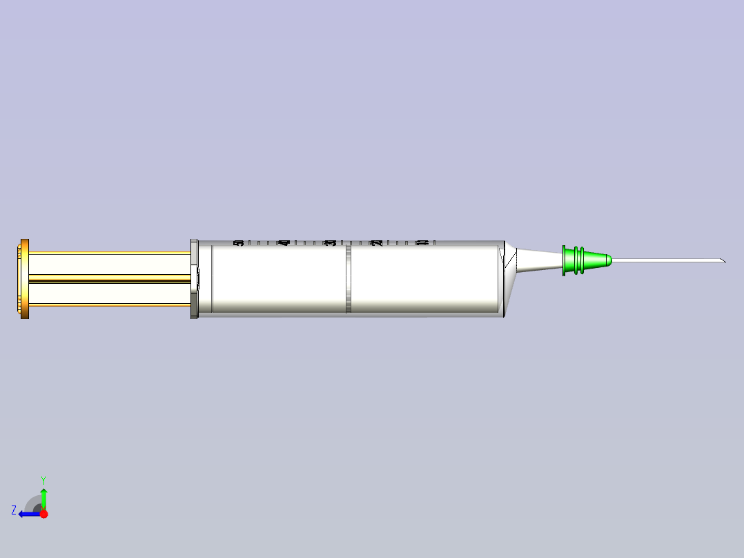 syrgine一次性打针筒注射器简易模型3D图纸模型右视图