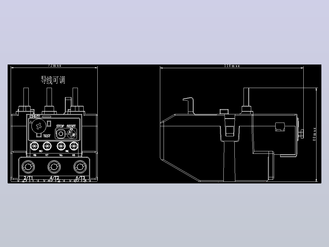 NR8-100 23～80A热过载继电器外形安装尺寸图202204