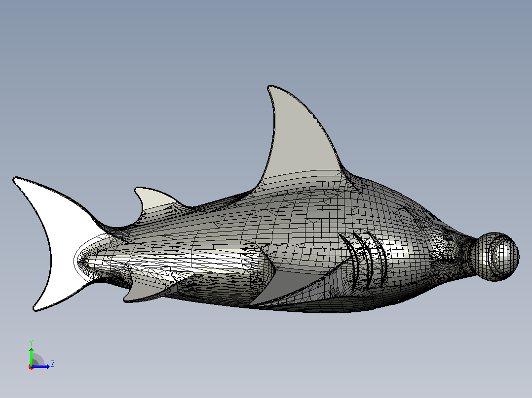 海洋生物鱼类HammerHead左视图