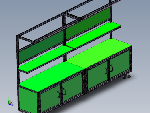 车间单面工作台40型材作业工作台操作台产线作业工作台3d图纸