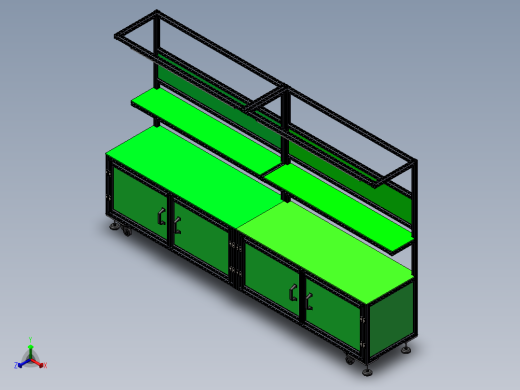 车间单面工作台40型材作业工作台操作台产线作业工作台3d图纸正等轴测缩略图