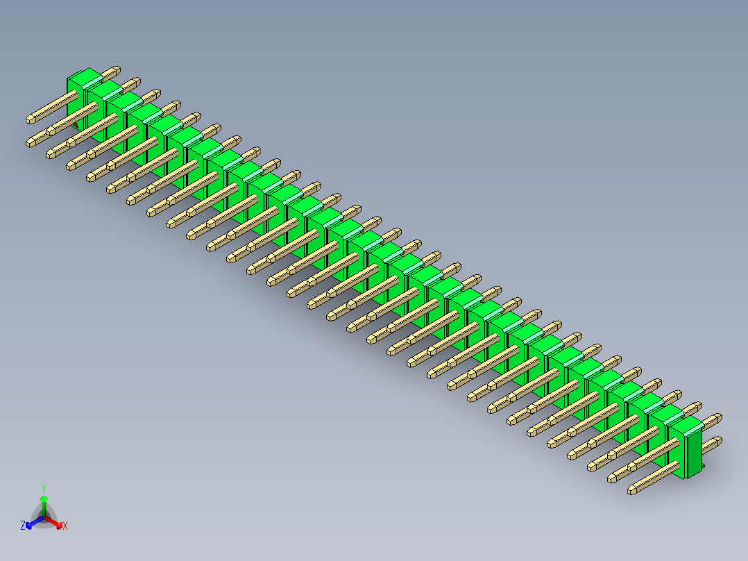 彩色公头100mil（2.54mm）系列-DS1021_green_2x31p_100mil_Type1_rev1.0主视图