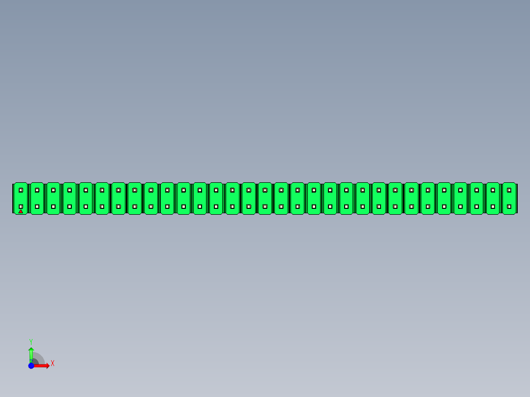 彩色公头100mil（2.54mm）系列-DS1021_green_2x31p_100mil_Type1_rev1.0前视图