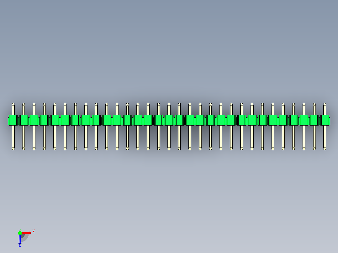 彩色公头100mil（2.54mm）系列-DS1021_green_2x31p_100mil_Type1_rev1.0俯视图