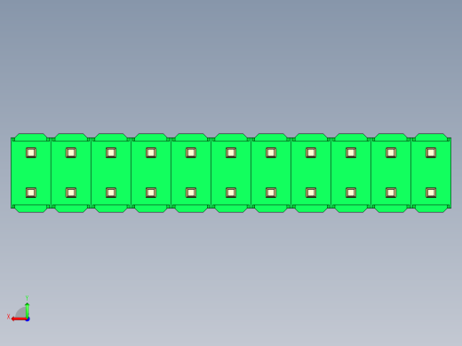 彩色公头100mil（2.54mm）系列-DS1021_green_2x11p_100mil_Type43_rev1.0后视缩略图