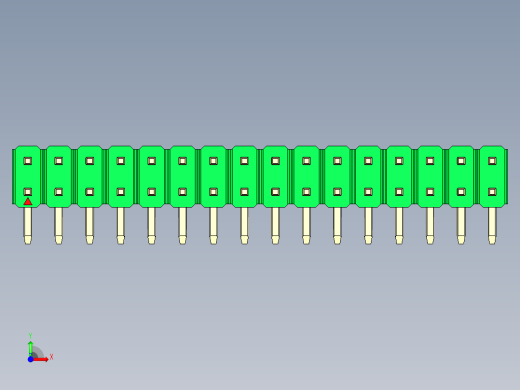 彩色公排针 100mil 2.54mm 系列-DS1022_green_2x16p_100mil_TypeD_rev1.0前视缩略图