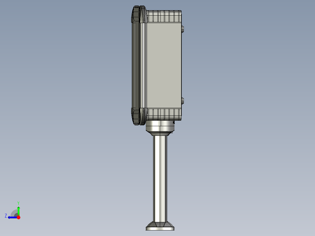 向下固定底座+箱体连接器+控制箱右视图
