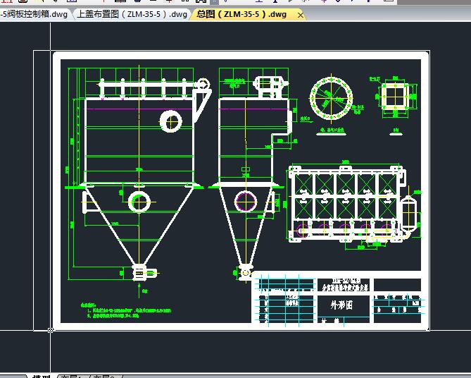 分室射流脉冲布袋除尘器全套CAD图纸 机械设计参考资料