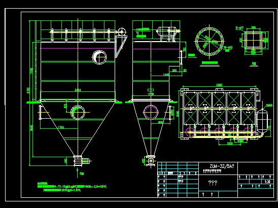 分室射流脉冲布袋除尘器全套CAD图纸 机械设计参考资料