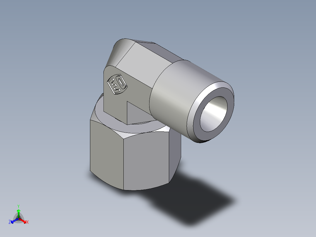 卡套式工业通用硬管接头EO_Swivel_nut_elbow_EW06SOMD71主视图