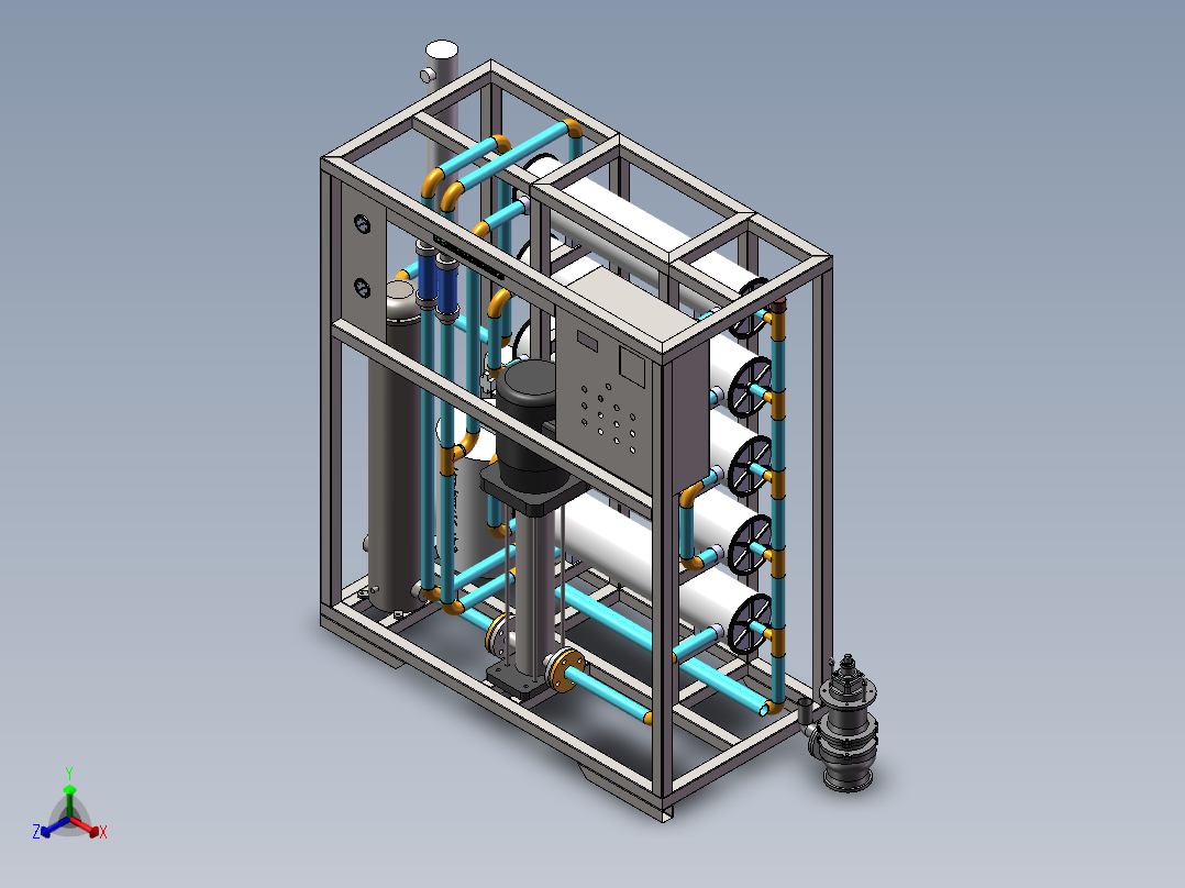 反渗透膜过滤器sw20可编辑正等轴测图